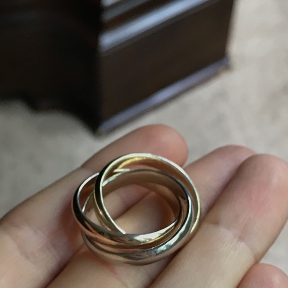 Tri colored ring trinity sterling silver band - Picture 3 of 4